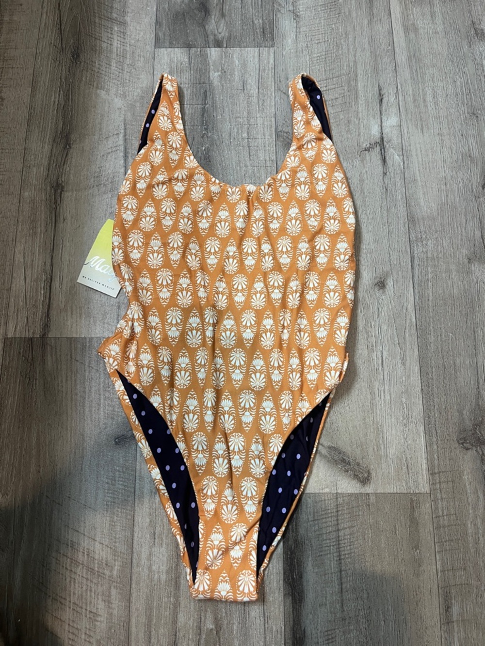 Maaji Orange and White Patterned Kids One-Piece Swimsuit